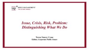 Issue Crisis Risk Problem: Distinguishing What We Do (Webinar Cover)
